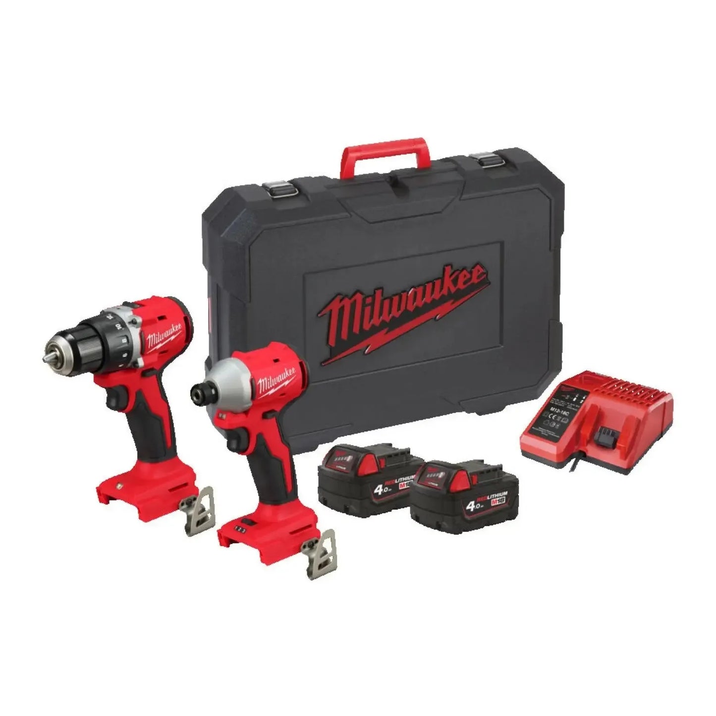 Milwaukee M18 BLCPP2B-402C Compact Brushless Drill Driver + Compact Brushless Impact Drill (2x 4.0Ah)