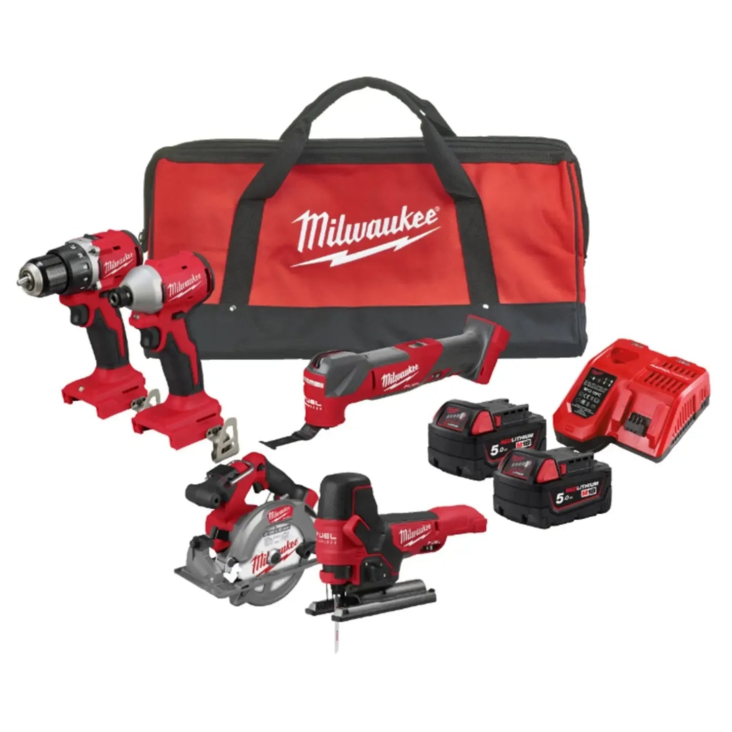 Milwaukee M18 BLCPP5A-502B 18V Li-ion accu 5-Delige combiset in transporttas