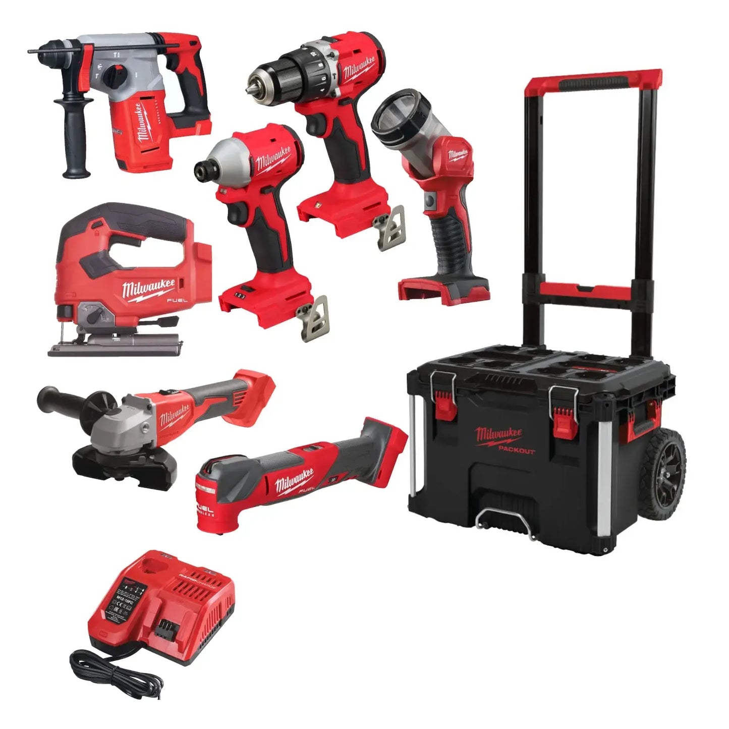 Milwaukee M18 FPP7E-503P 18V Li-ion 7-Delige combiset (3x 5.0Ah + 1x 2.0Ah) in Packout