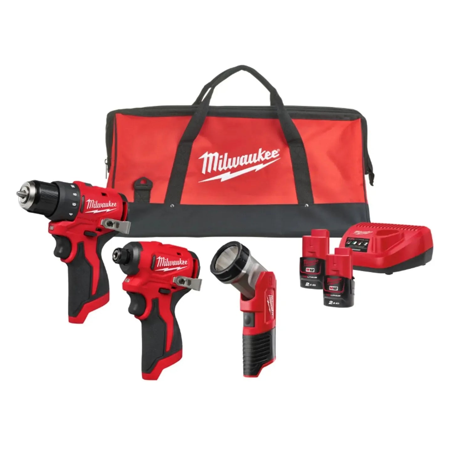 Milwaukee M12 BLPP3A-202B 12V Li-ion accu 3-Delige combiset (2x 2.0Ah accu) in tas