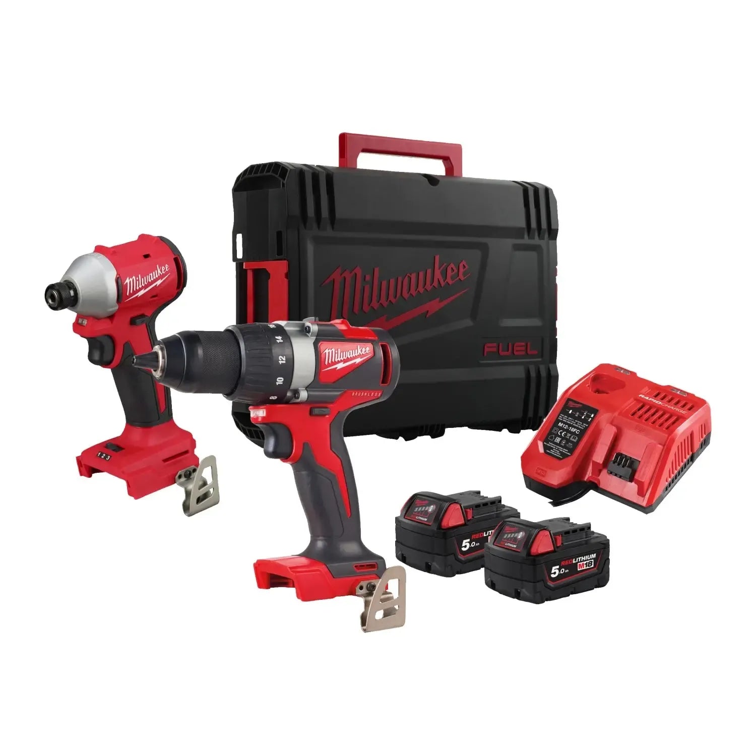 Milwaukee M18 BLPP2B3-502X 18V Li-Ion accu klopboor- /schroefmachine (M18 BLDD2-0) & slagschroevendraaier (M18 BLIDR-0) combiset (2x 5.0Ah) in HD Box