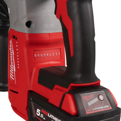 Milwaukee M18 BLPP2G-502X 18V Li-ion accu combihamer (M18 BLHX-0) & Haakse slijper (M18 BLSAG125XPD) combiset (2x 5.0Ah accu) in HD Box